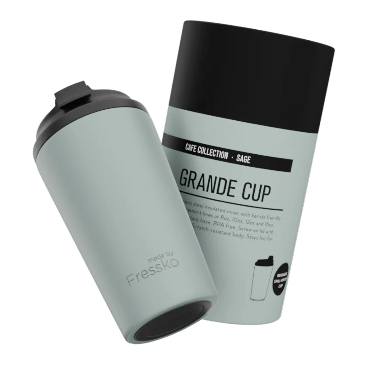 Made By Fressko Grande 16oz Insulated Stainless Steel Cup - Sage