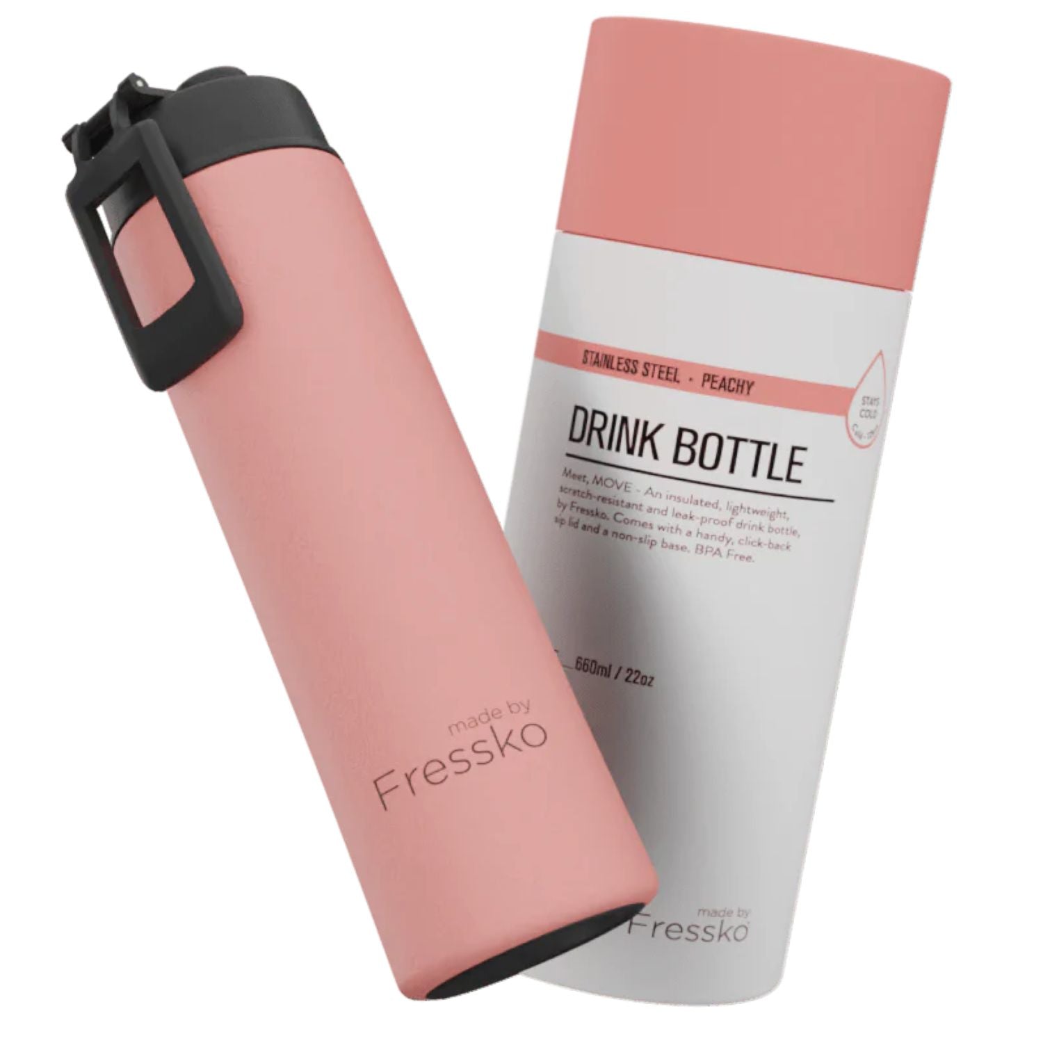 Made By Fressko Move 22oz Insulated Stainless Steel Drink Bottle - Peachy