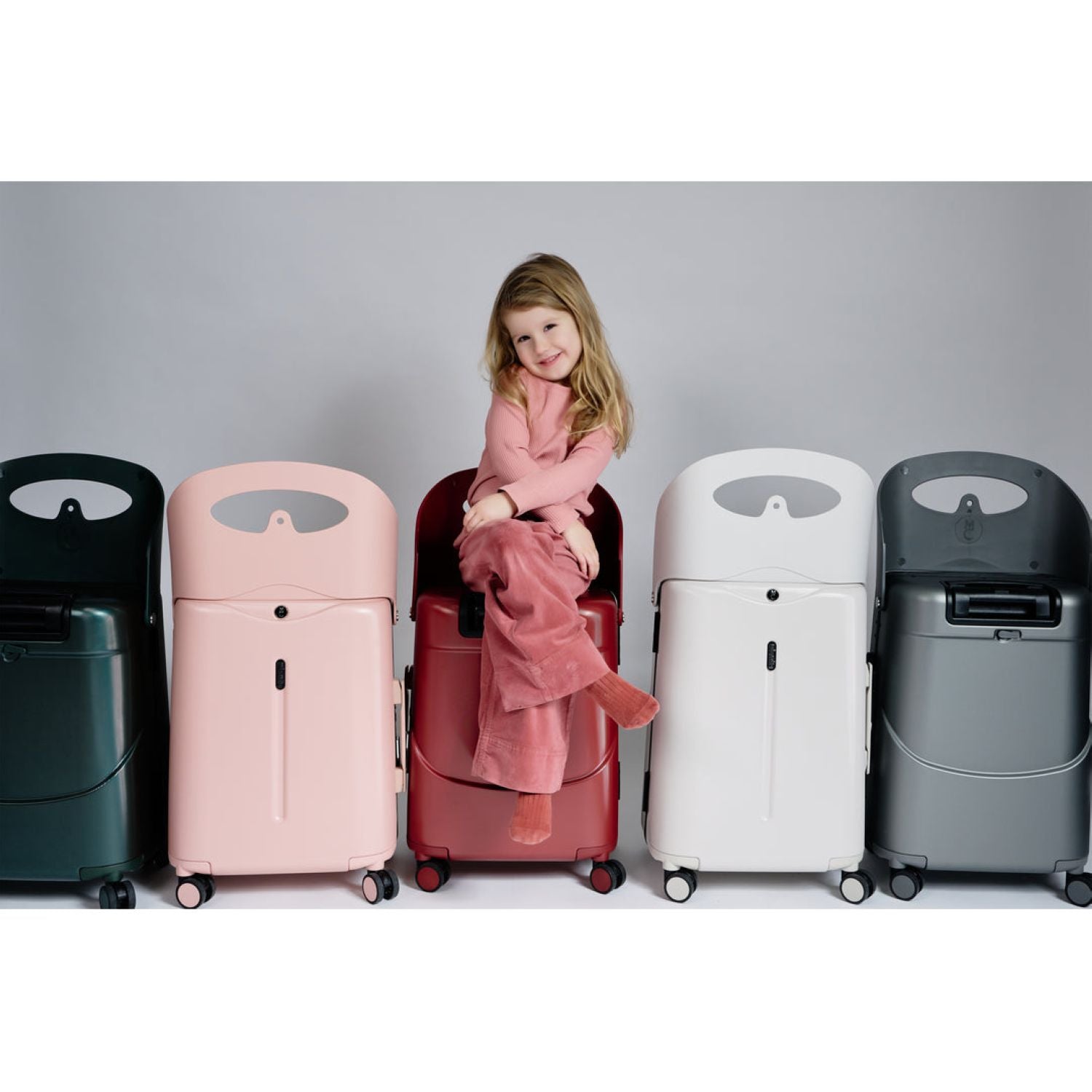 MiaMily Multicarry Carry On 18 Inch Luggage with Built-in Seat for Children (Maroon Red)