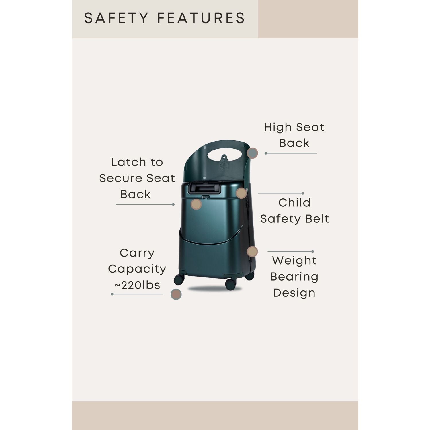 MiaMily Multicarry Carry On 18 Inch Luggage with Built-in Seat for Children (Mist Grey)