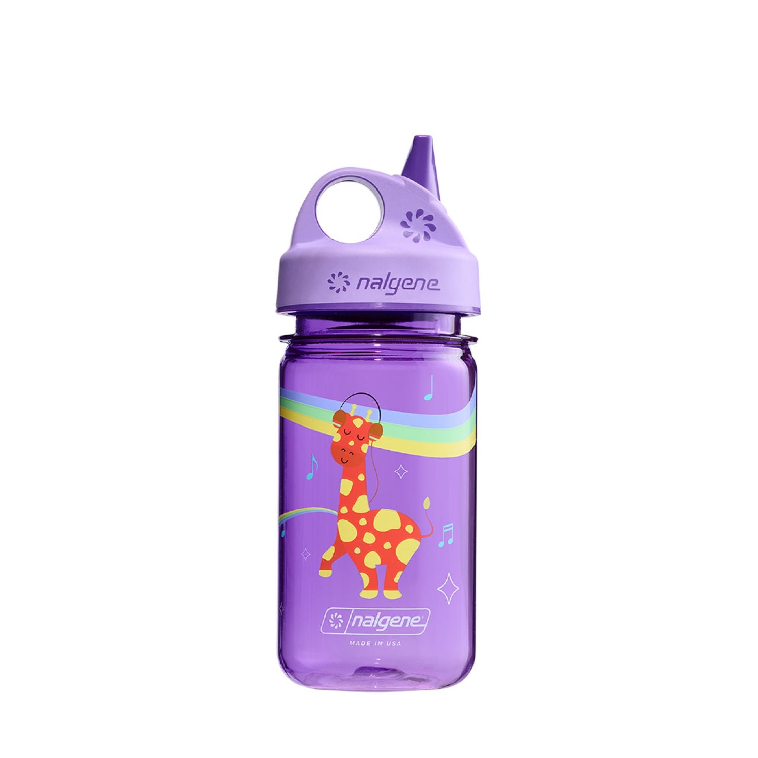 Nalgene 12oz Kids Grip-N-Gulp Sustain Graphic Water Bottle - Purple Musical Giraffe