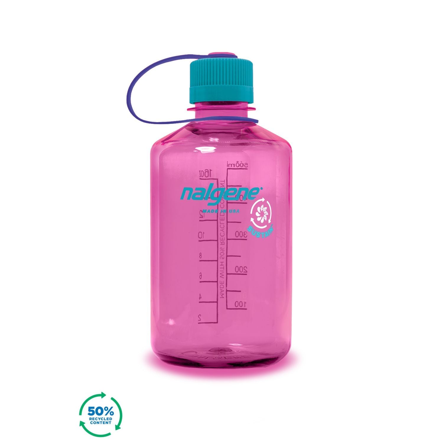 Nalgene 16oz Narrow Mouth Sustain Water Bottle - Electric Magenta