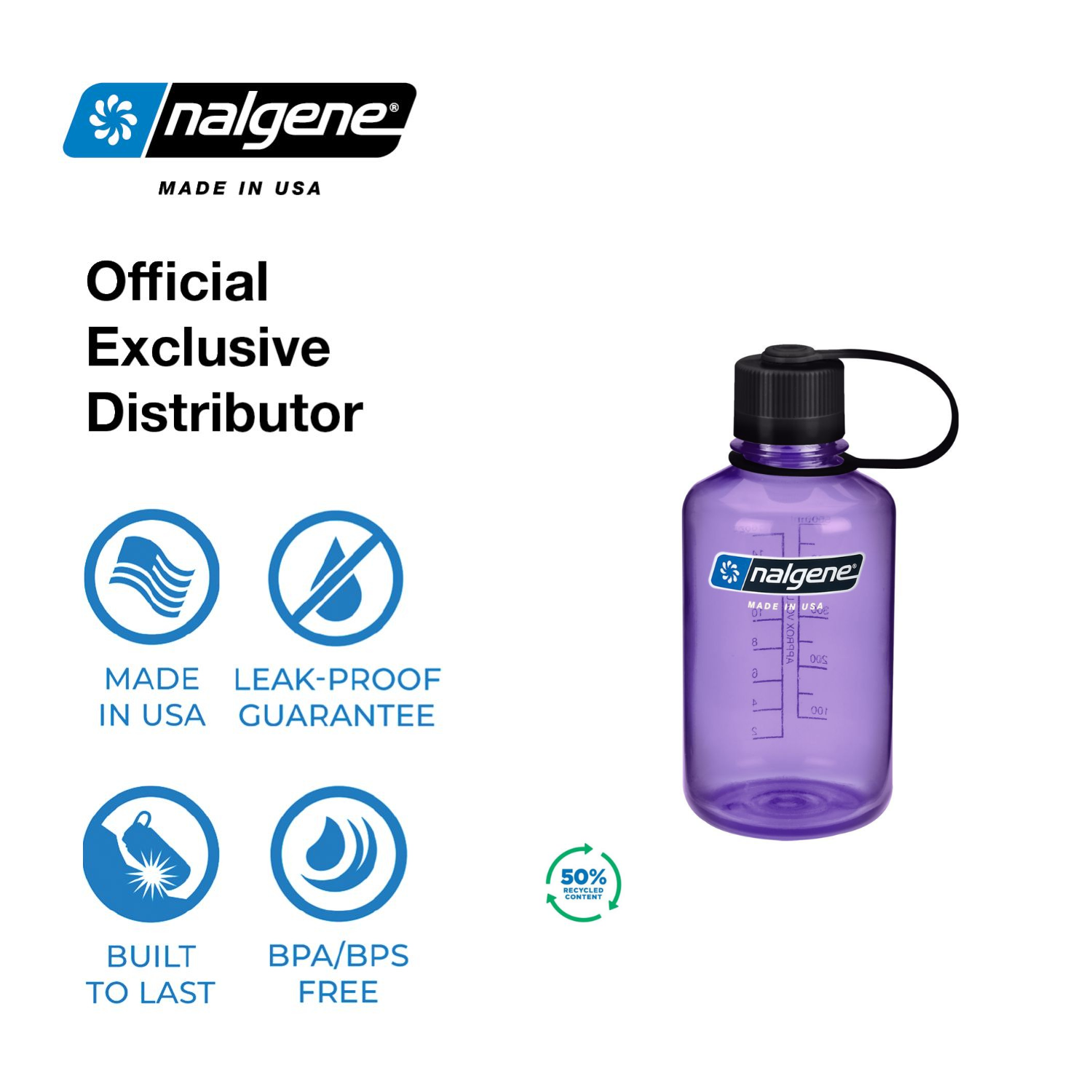 Nalgene 16oz Narrow Mouth Sustain Water Bottle  - Purple with Black