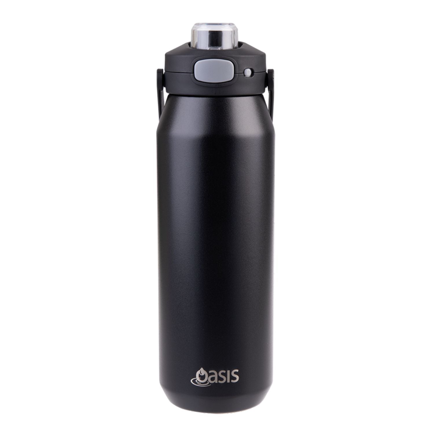 Oasis Ceramic Stainless Steel Triple Wall Capri Quick Release Drink Bottle 1L - Black