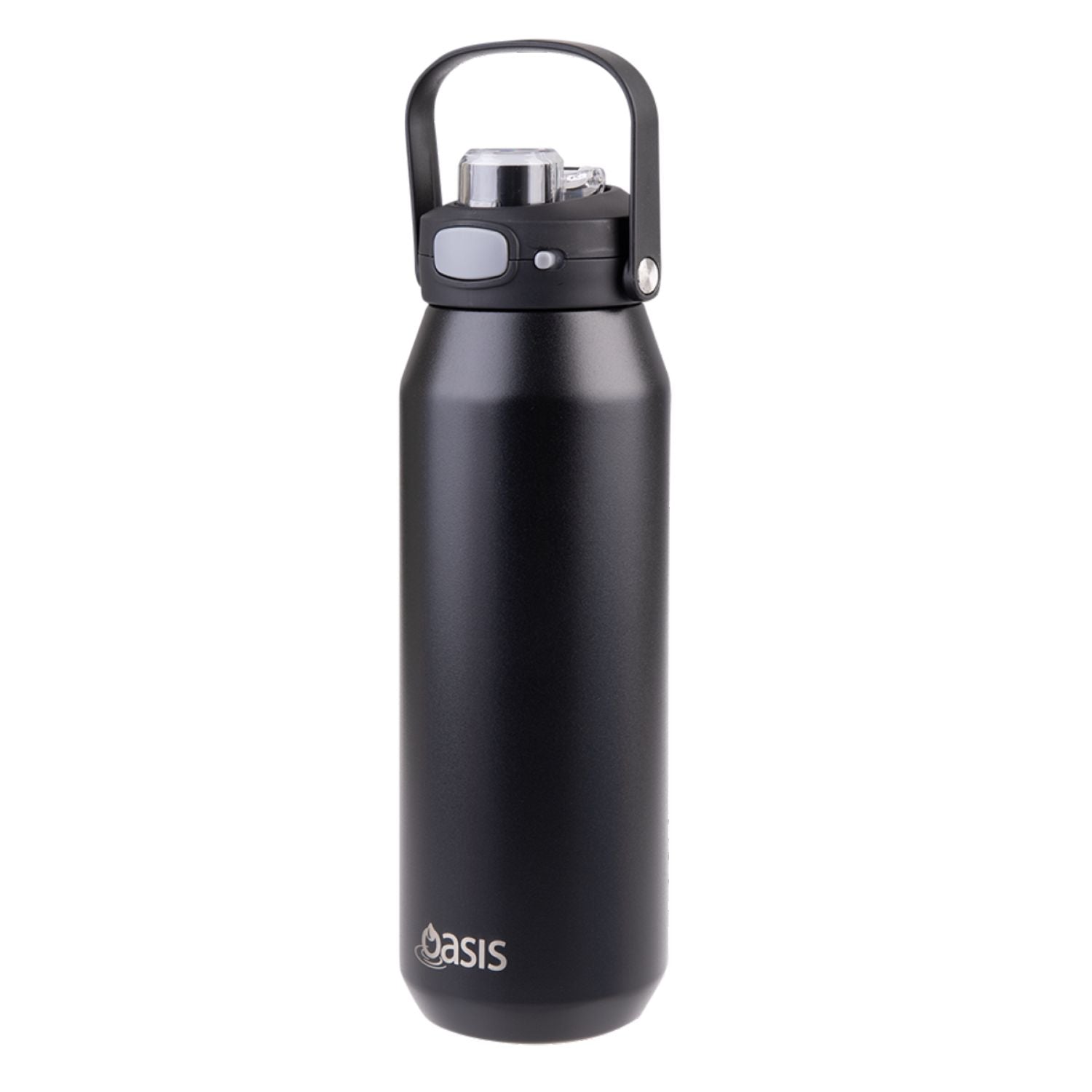 Oasis Ceramic Stainless Steel Triple Wall Capri Quick Release Drink Bottle 1L - Black
