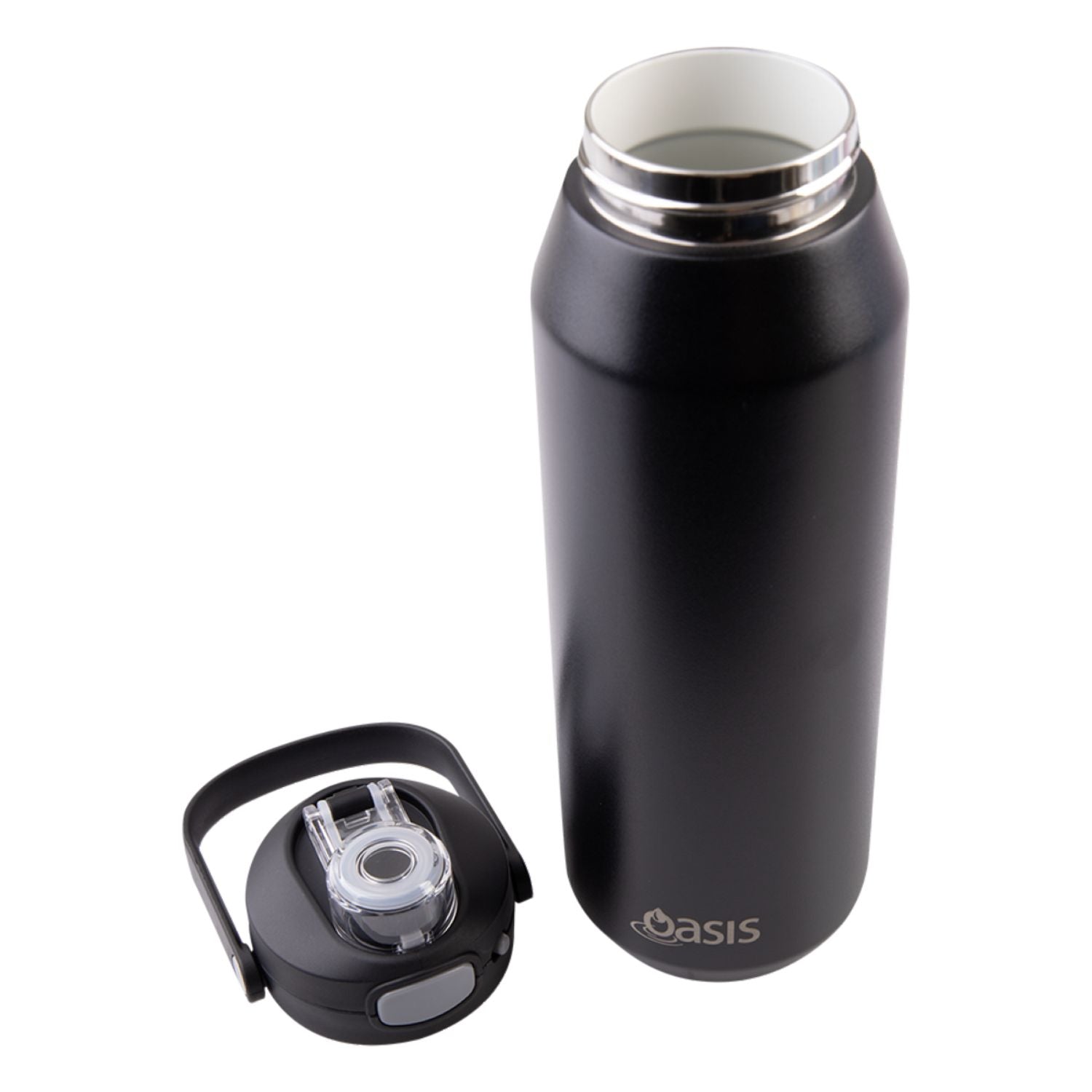 Oasis Ceramic Stainless Steel Triple Wall Capri Quick Release Drink Bottle 1L - Black