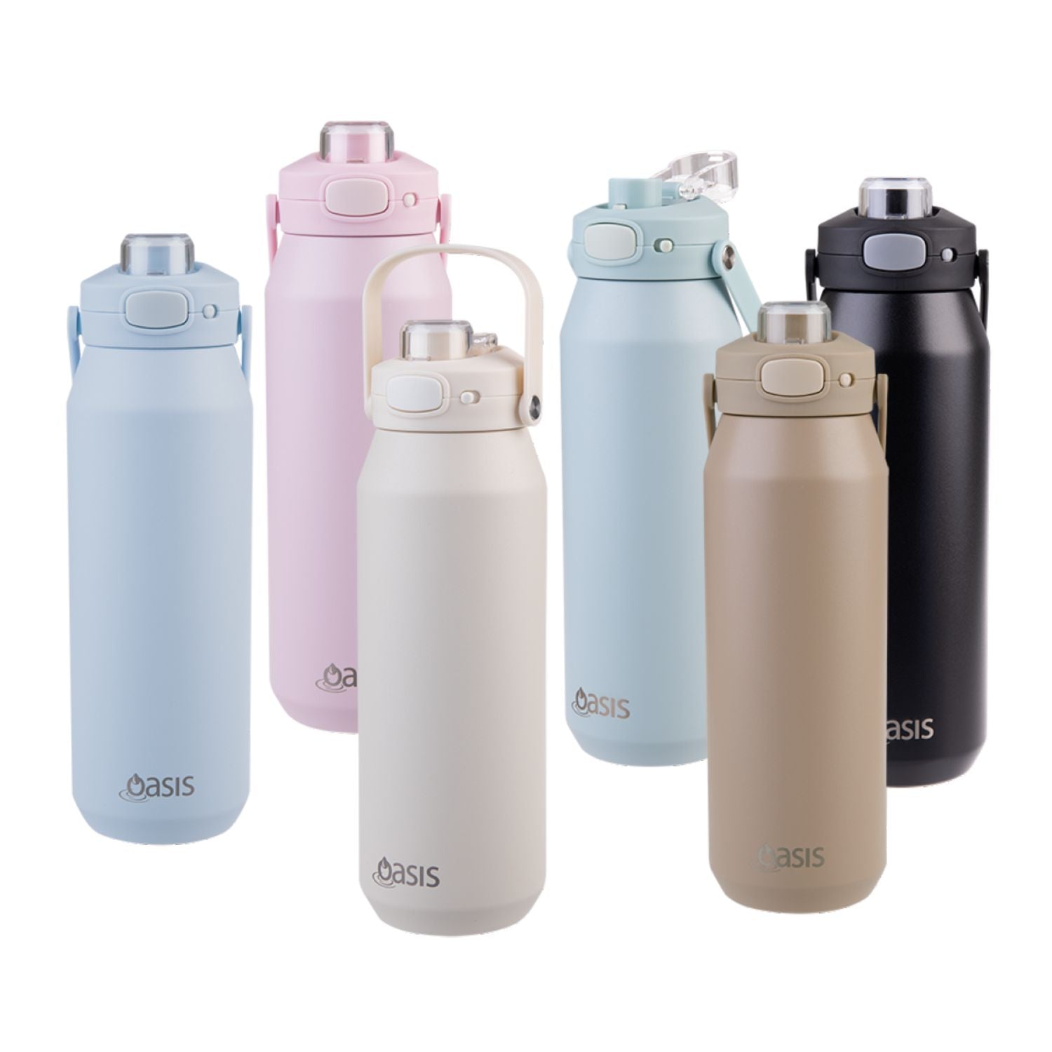 Oasis Ceramic Stainless Steel Triple Wall Capri Quick Release Drink Bottle 1L - Periwinkle