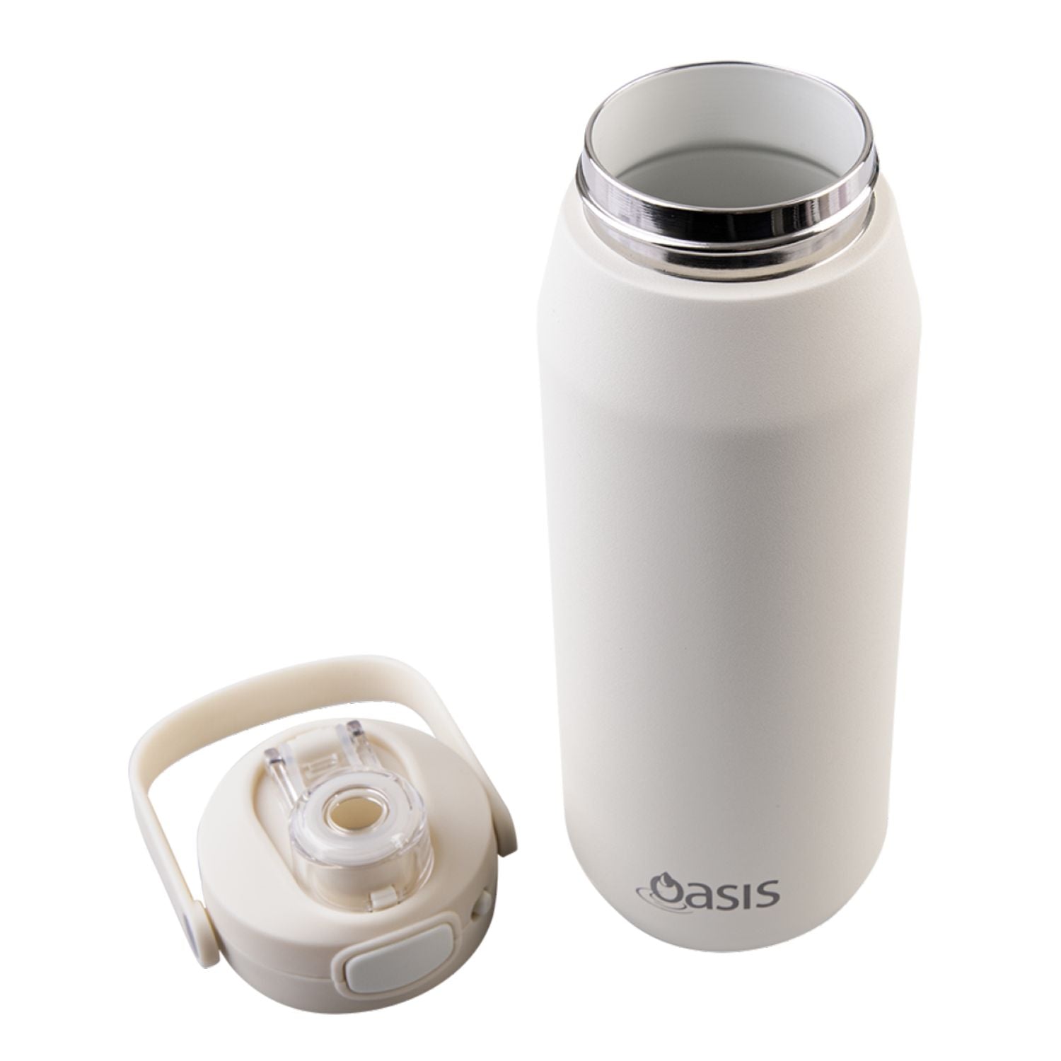Oasis Ceramic Stainless Steel Triple Wall Capri Quick Release Drink Bottle 750ML - Alabaster