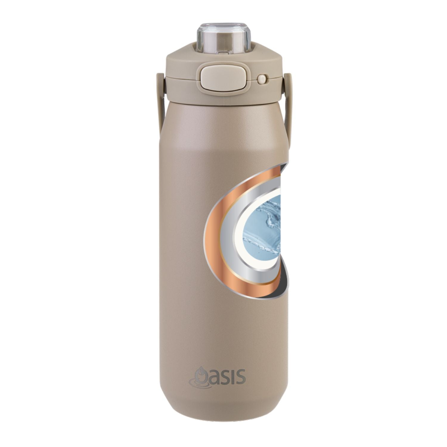 Oasis Ceramic Stainless Steel Triple Wall Capri Quick Release Drink Bottle 750ML - Latte
