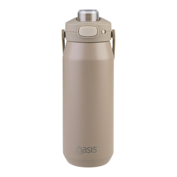 Oasis Ceramic Stainless Steel Triple Wall Capri Quick Release Drink Bottle 750ML - Latte