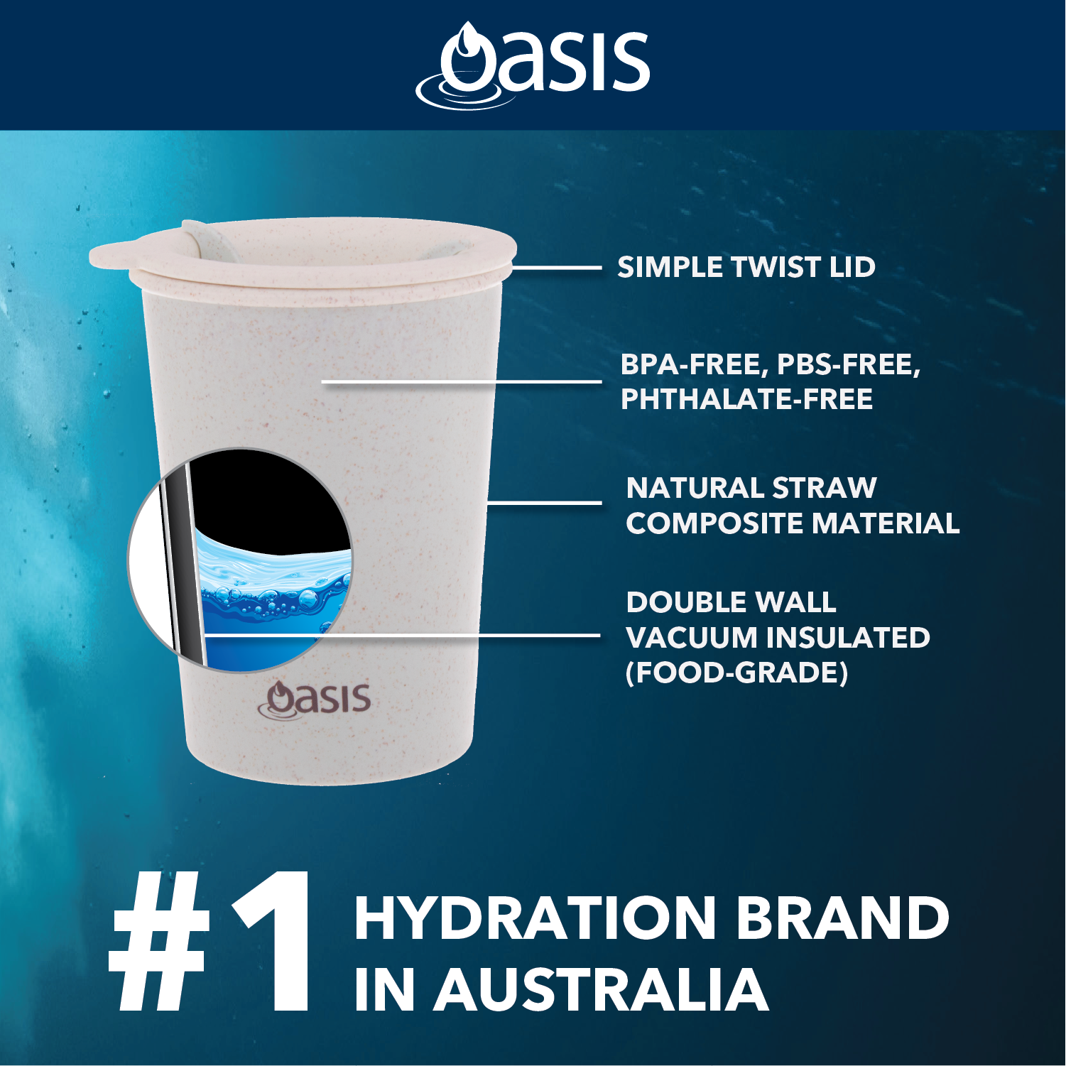 Oasis Insulated Eco Cup 300ML - Pink