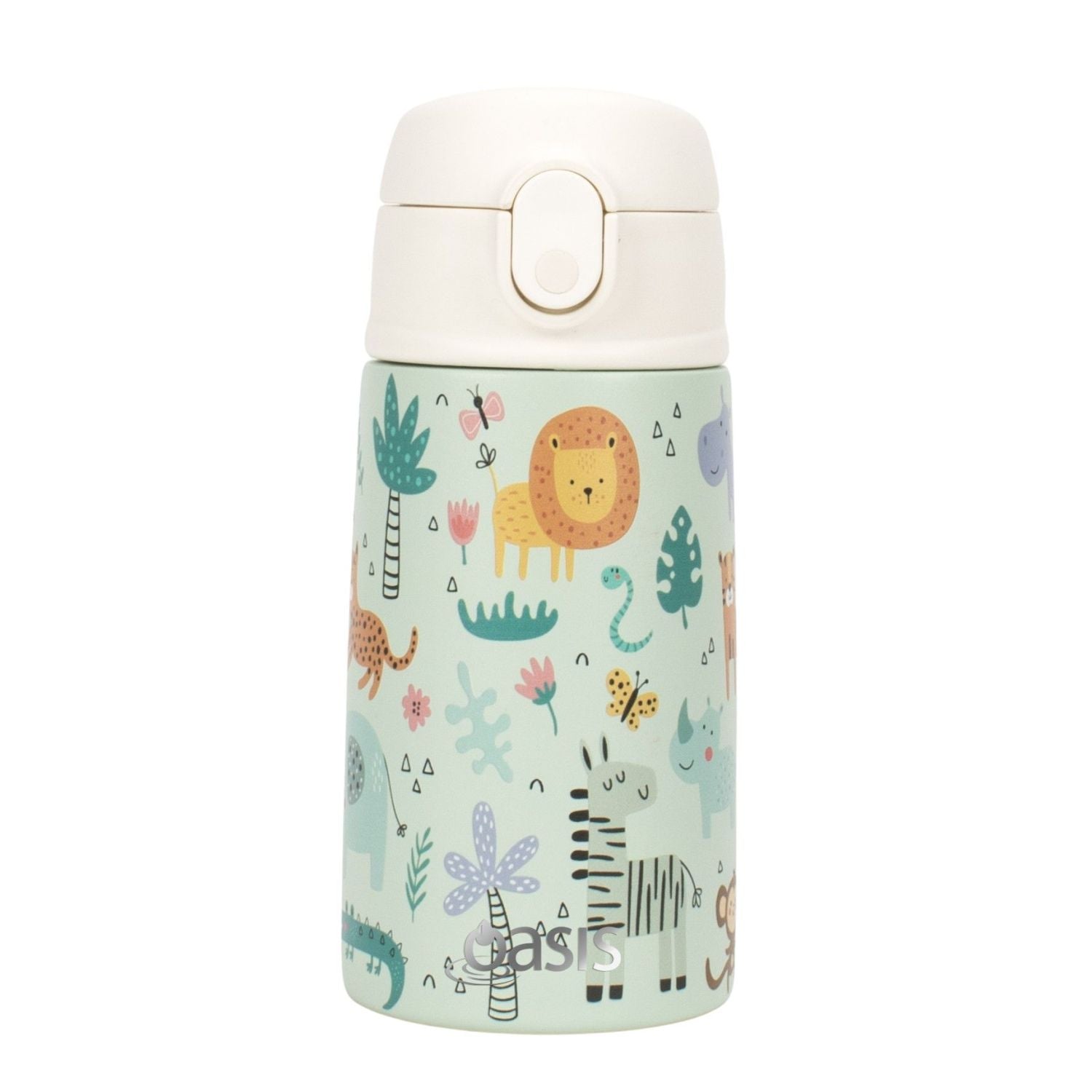 Oasis Kids Water Bottle with Sipper Silicone Straw 400ML - Wildlife Wonders