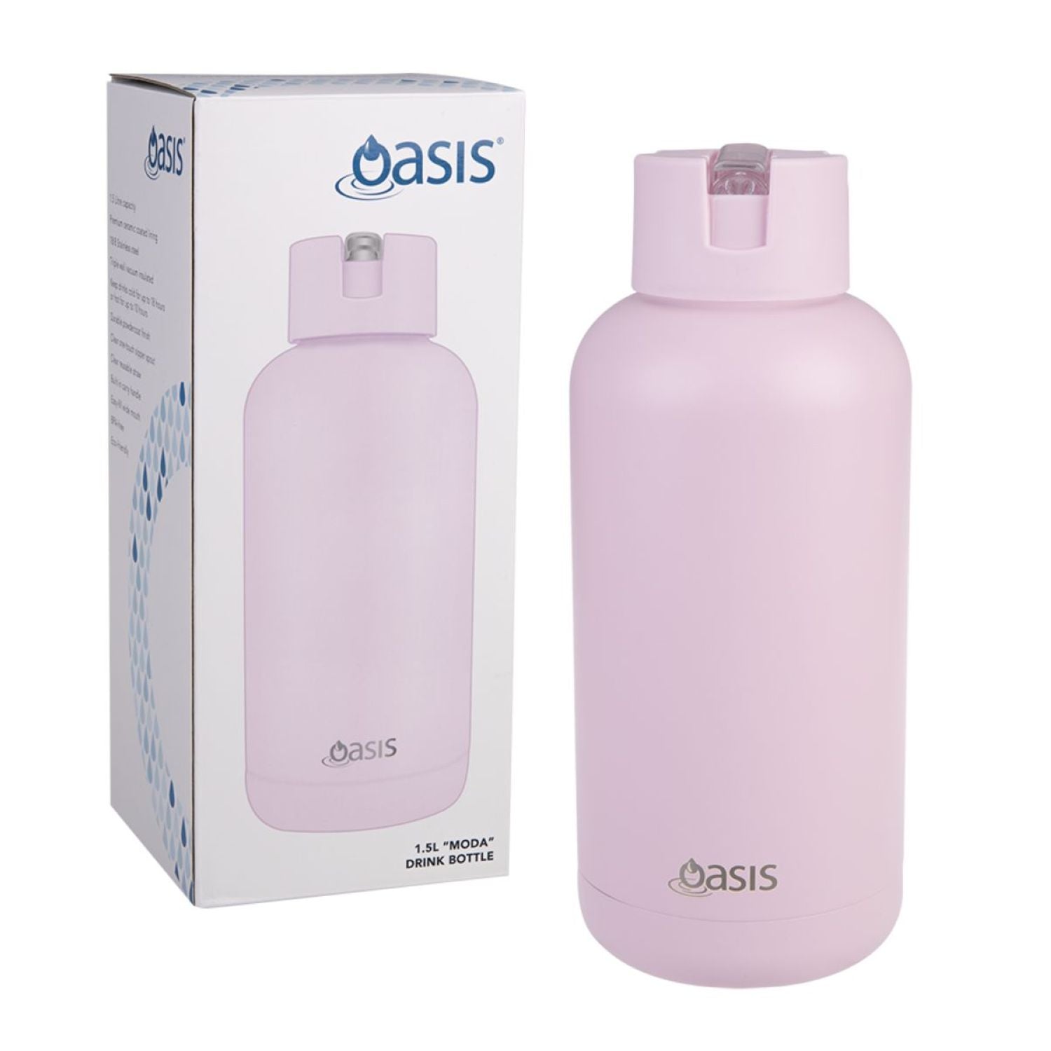 Oasis Stainless Steel Insulated Ceramic Moda Bottle 1.5L - Pink Lemonade
