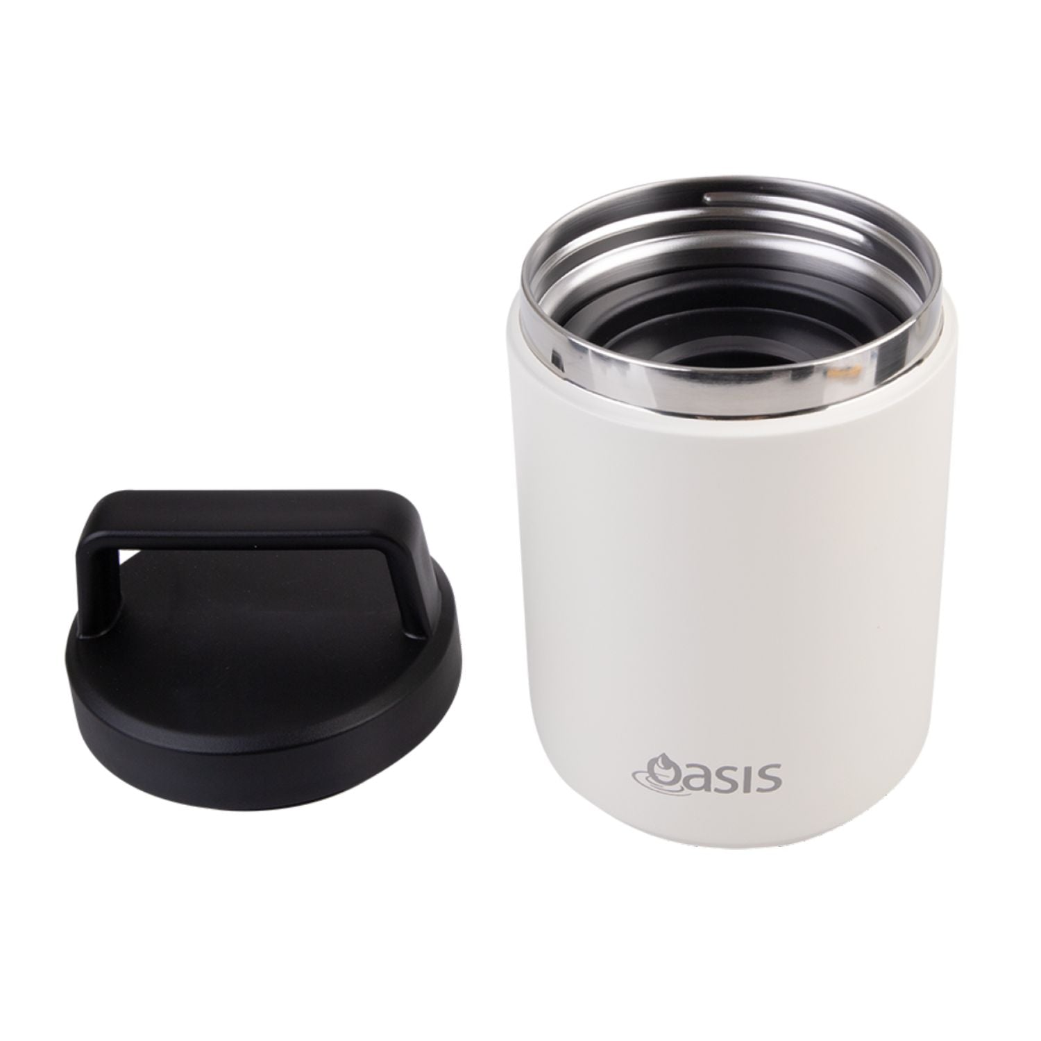 Oasis Stainless Steel Insulated Dual Compartment Food Flask with Handle 480ML - Alabaster