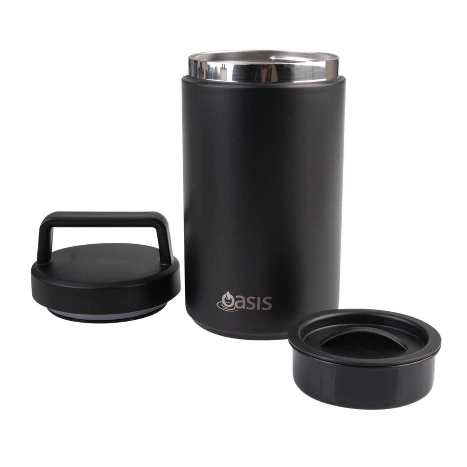 Oasis Stainless Steel Insulated Dual Compartment Food Flask with Handle 700ML - Black