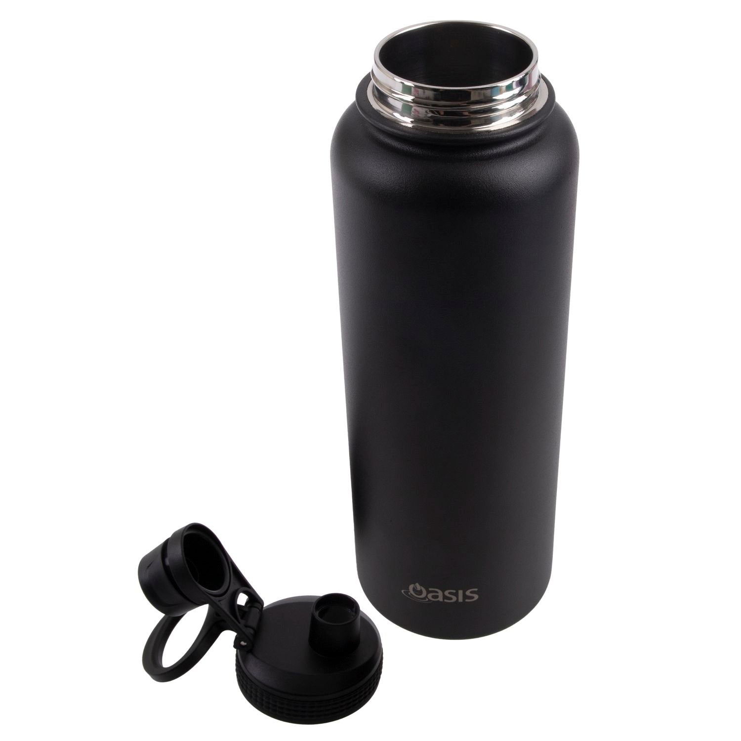 Oasis Stainless Steel Insulated Sports Water Bottle with Screw Cap 1.1L - Black