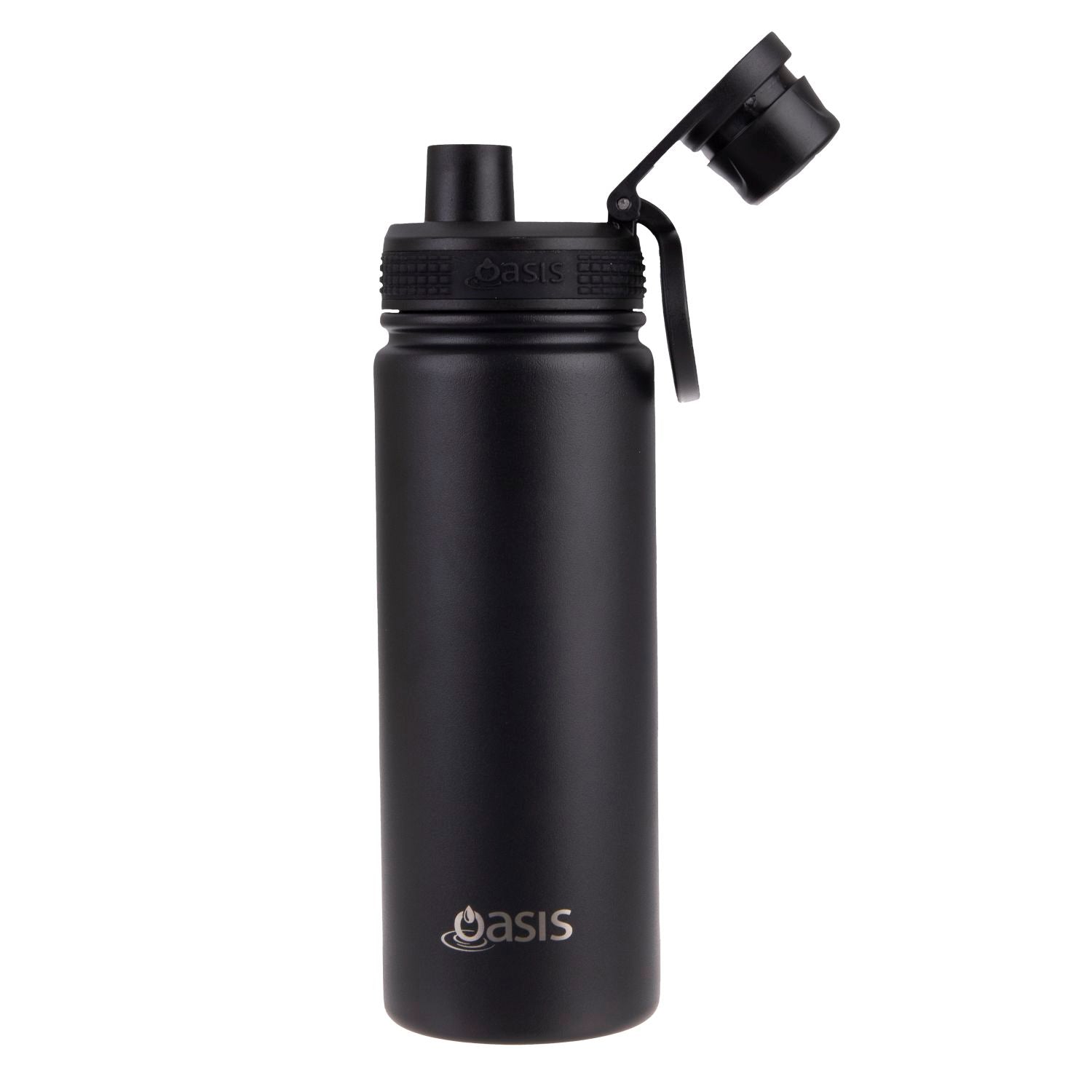 Oasis Stainless Steel Insulated Sports Water Bottle with Screw Cap 550ML - Black