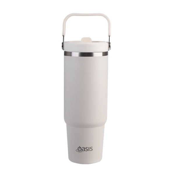 Oasis Stainless Steel Insulated Voyager Carry Tumbler With Sipper Straw 900ML - Alabaster
