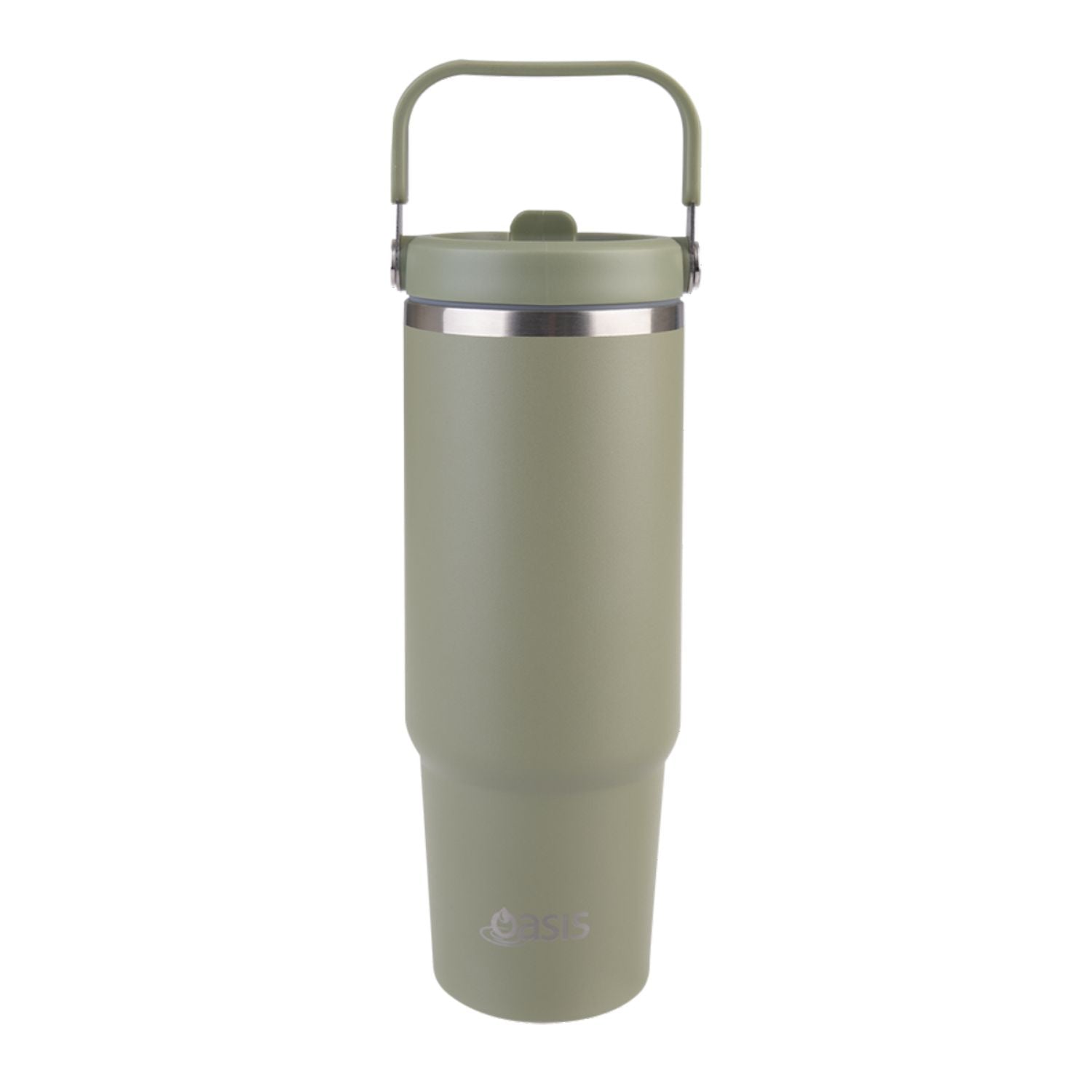 Oasis Stainless Steel Insulated Voyager Carry Tumbler With Sipper Straw 900ML - Olive Green