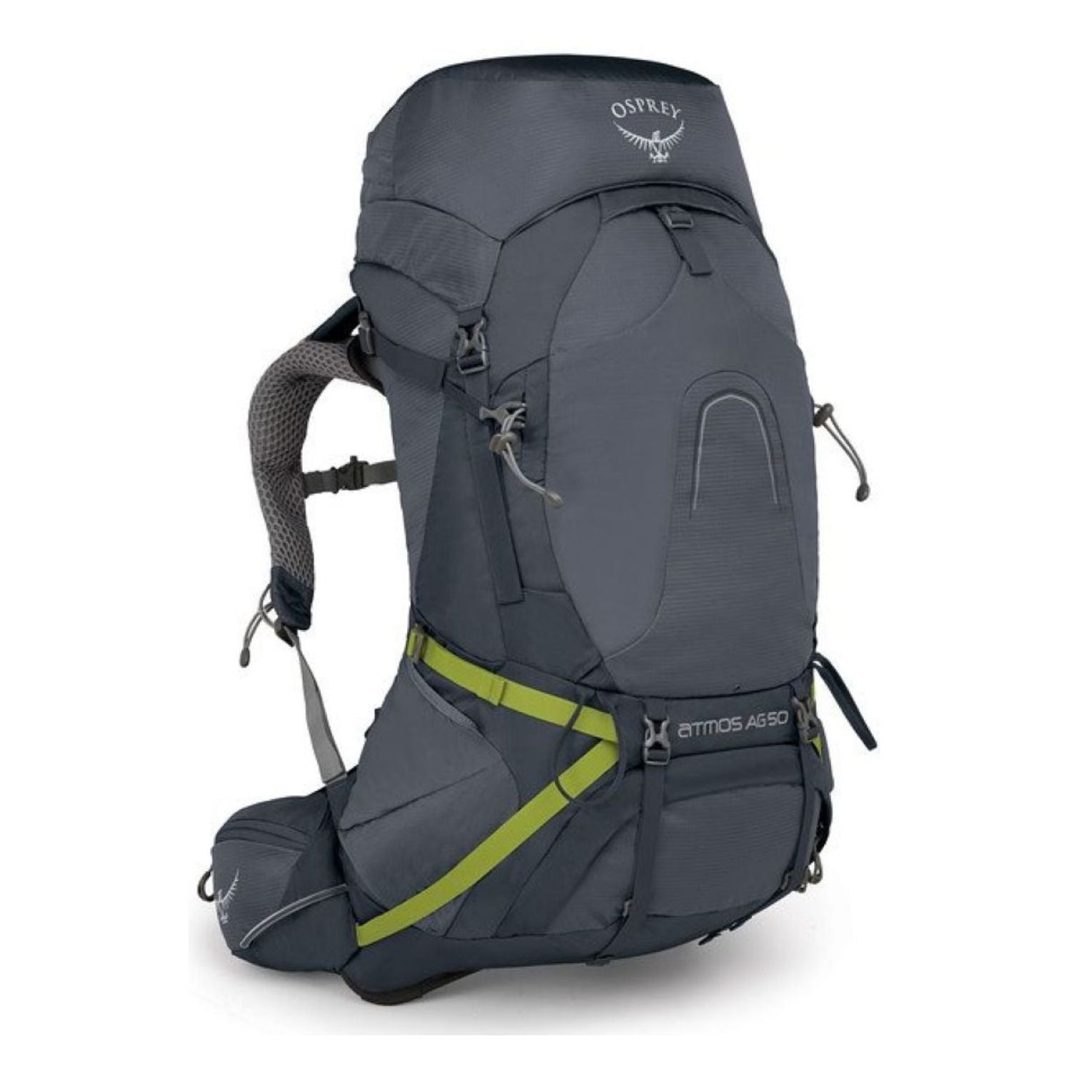 Osprey Atmos AG 50 Backpack with Raincover - Large - Men's Backpacking (Abyss Grey)