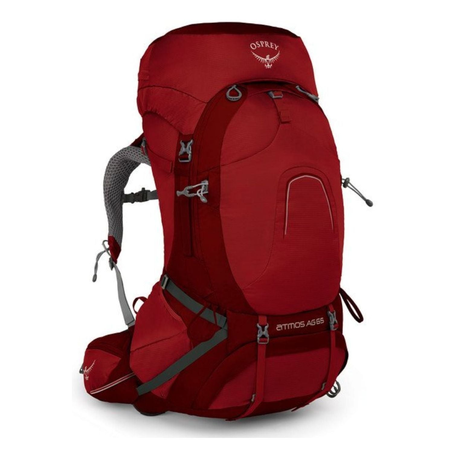 Osprey Atmos AG 65 Backpack with Raincover - Large - Men's Backpacking (Rigby Red)