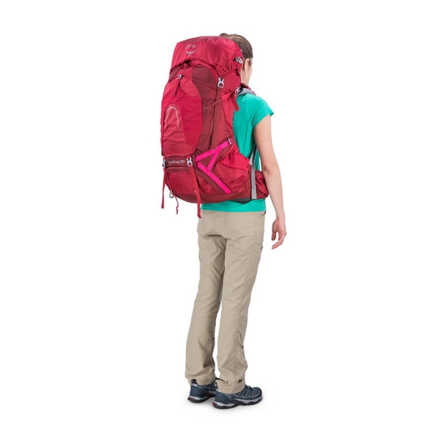 Osprey Aura AG 50 Backpack with Raincover - Medium - Women's Backpacking (Gamma Red)