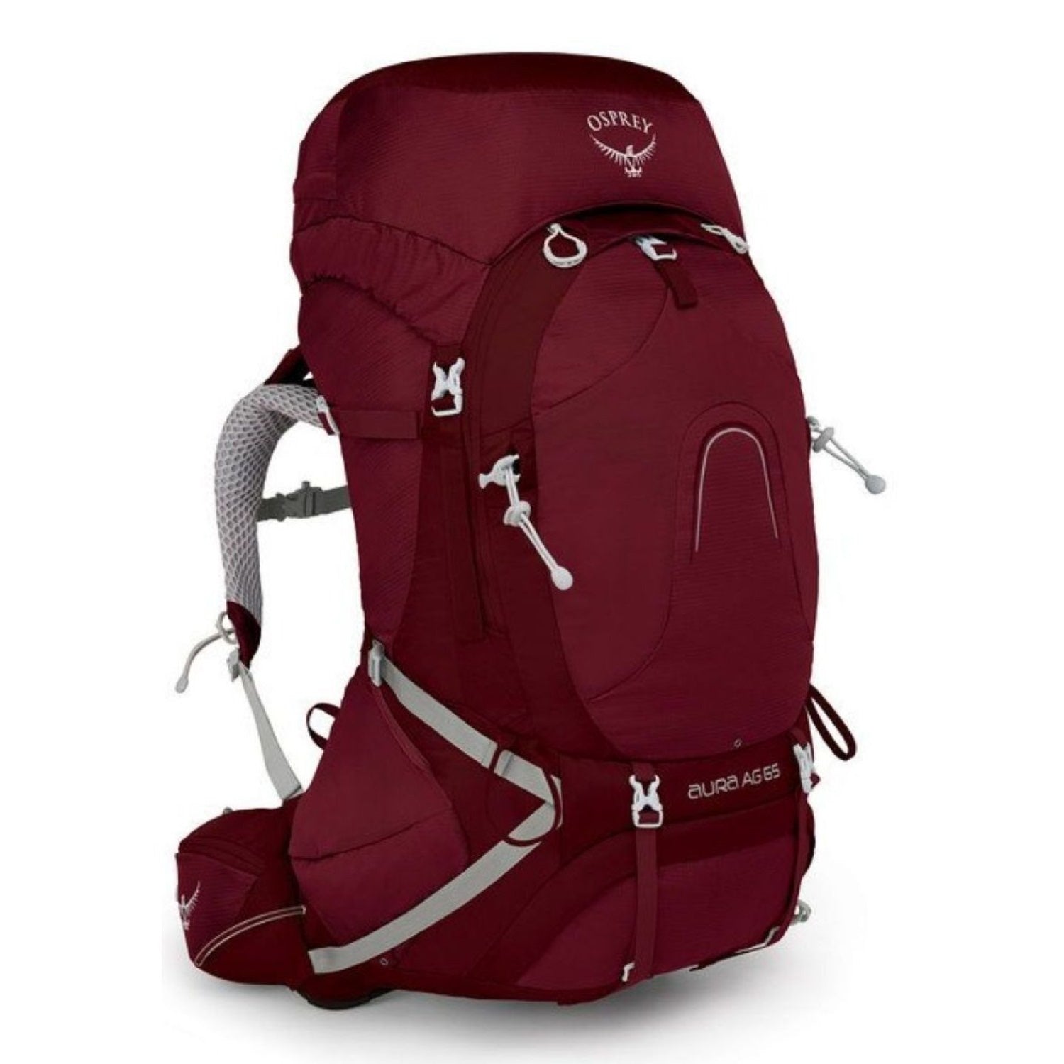 Osprey Aura AG 65 Backpack with Raincover - Medium - Women's Backpacking (Gamma Red)