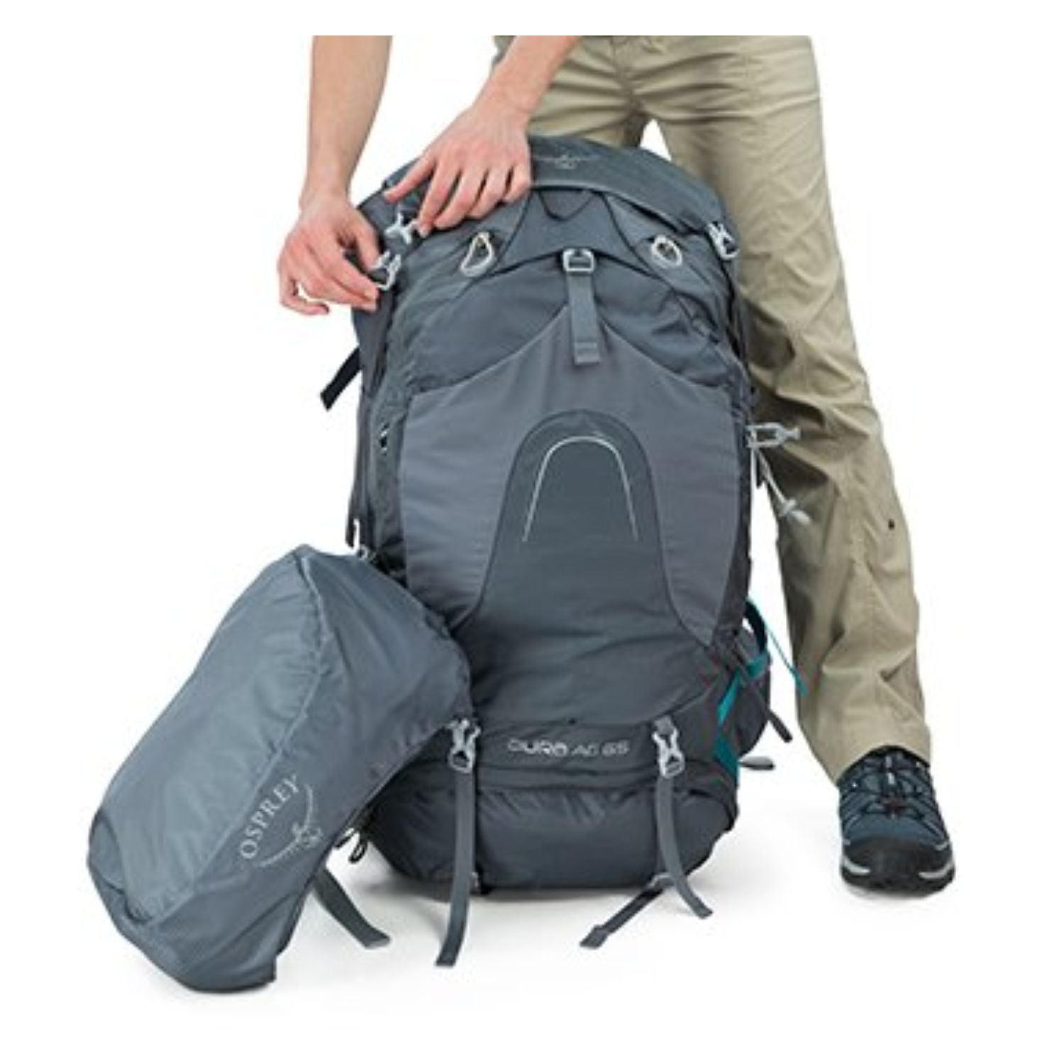 Osprey Aura AG 65 Backpack with Raincover - Medium - Women's Backpacking (Vestal Grey)