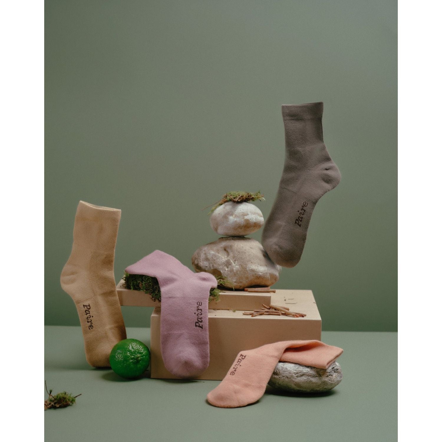 Paire Botanic Merino Wool-Blend Quarter Sock (Moss) - L