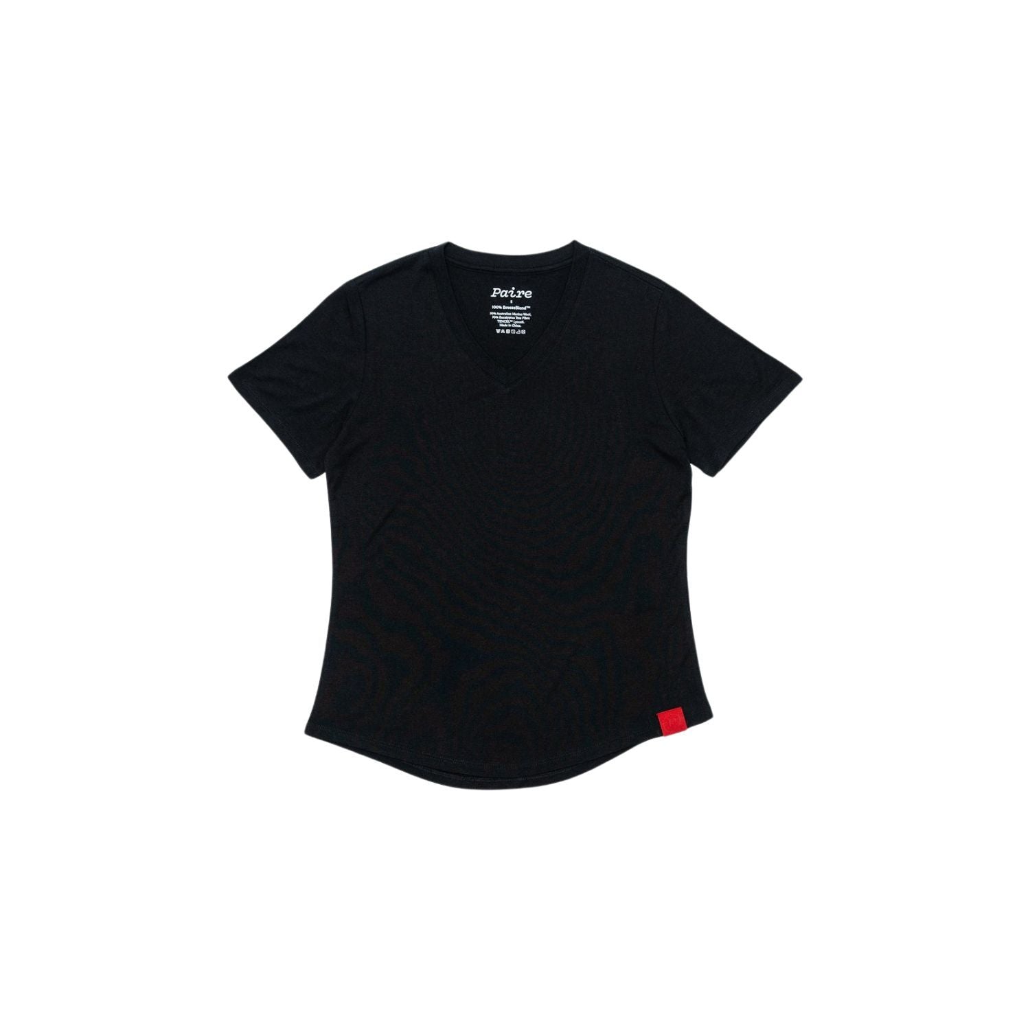 Paire Women's Merino Wool-Blend V-Neck T-Shirt (Black) - M