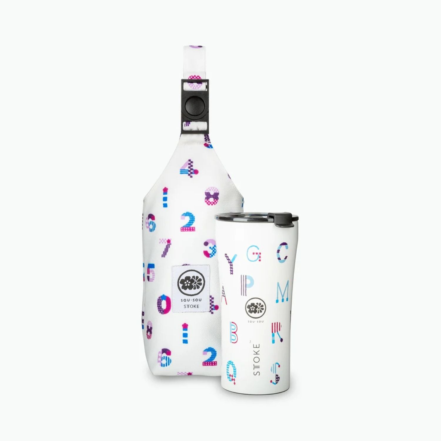 STTOKE Grey Strip Bottle Handy Bag - Numeric White