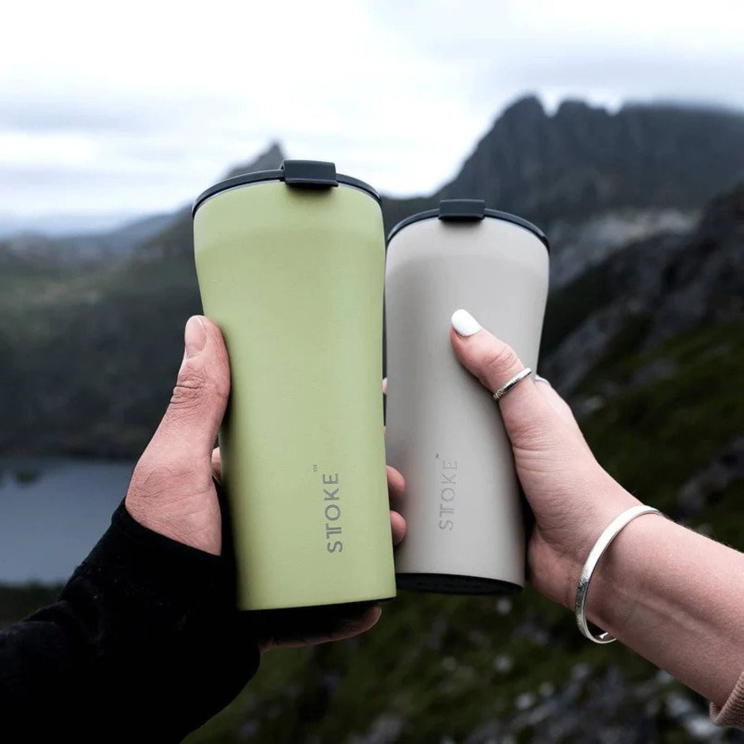 STTOKE Limited Edition Leakproof Ceramic Insulated Cup Powder Coating 16oz - Heather Green