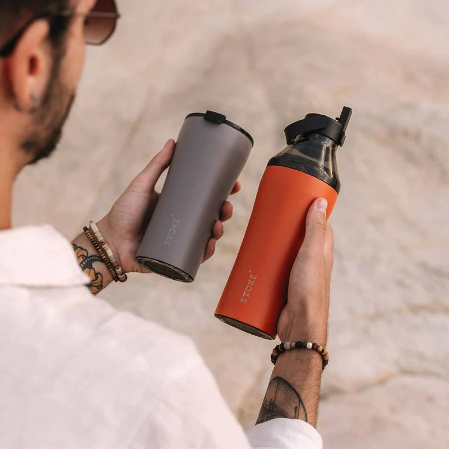 STTOKE Limited Edition Leakproof Ceramic Insulated Cup Powder Coating 12oz - Desert Sunburst