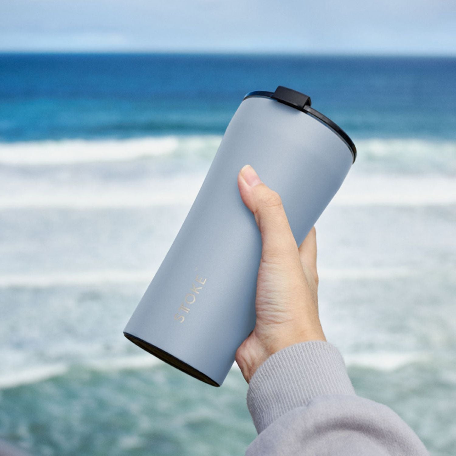 STTOKE Limited Edition Leakproof Ceramic Insulated Cup Powder Coating 16oz - Bondi Blue