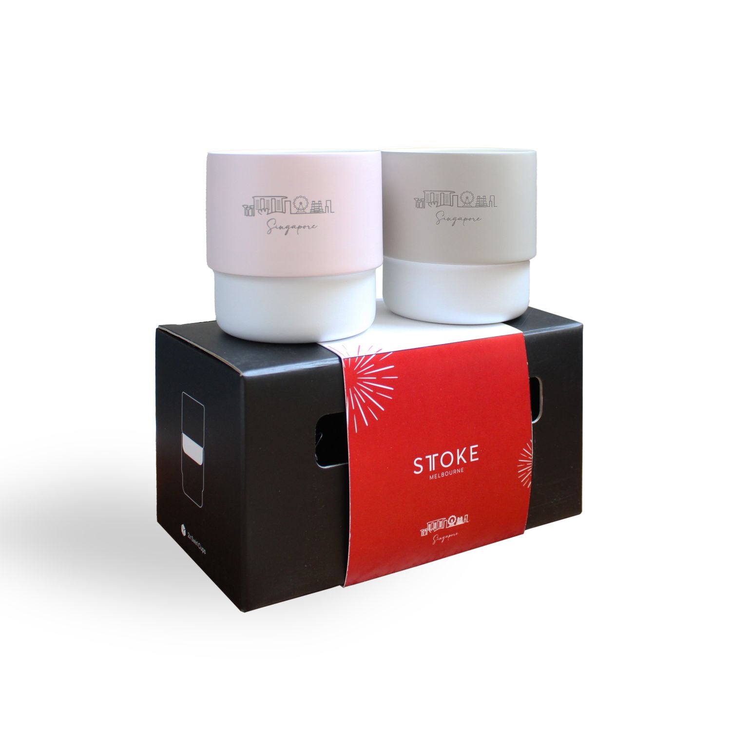 STTOKE Swirl Home Cup 7oz - Singapore (Champagne Grey / Raspberry Rose)