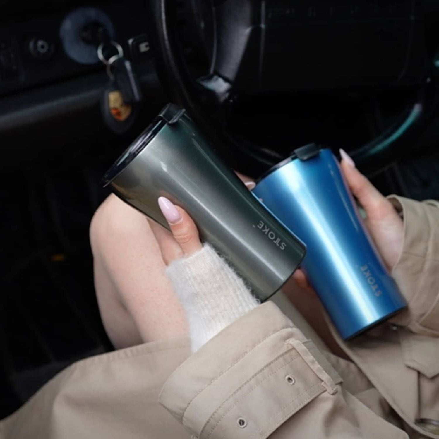STTOKE Urban Leakproof Ceramic Insulated Cup 16oz - Denim Chrome