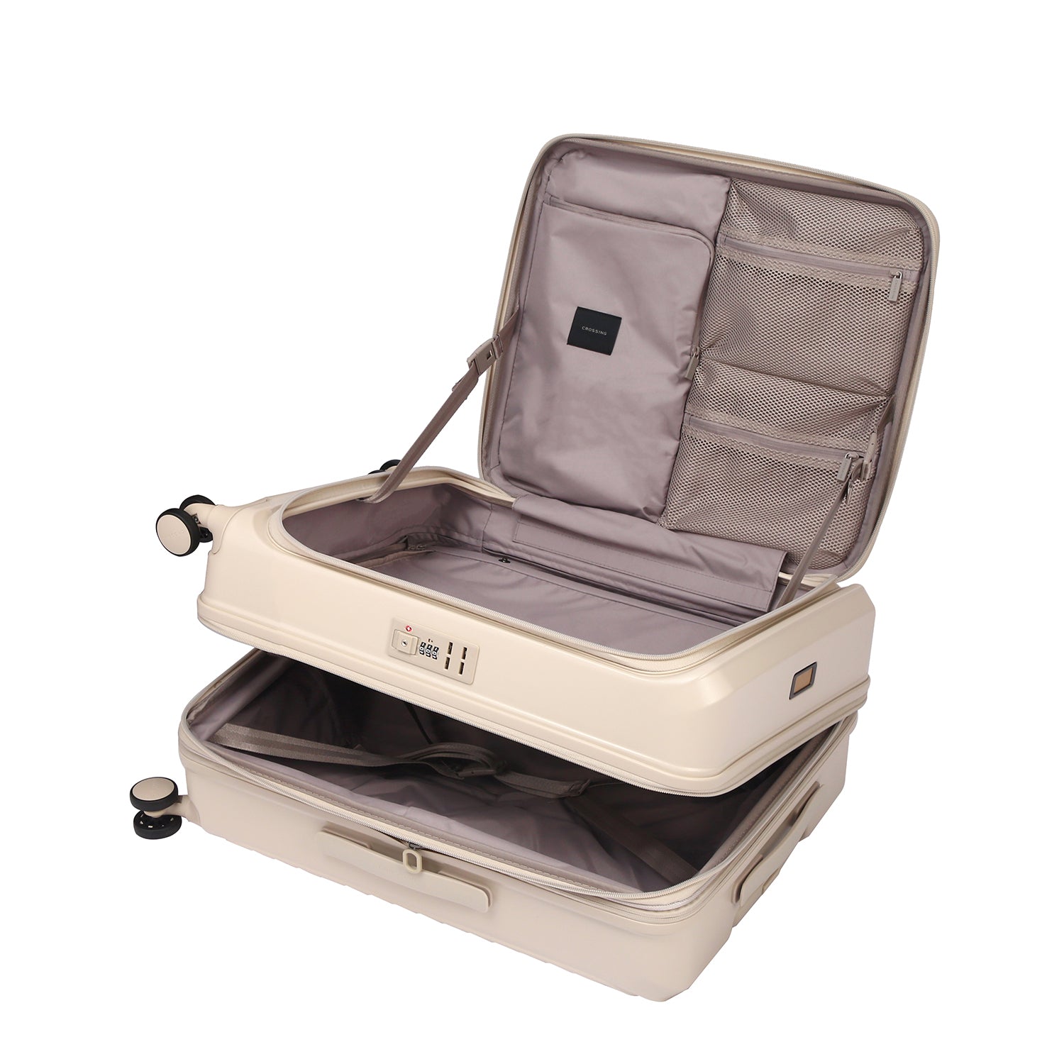 CROSSING INVI 25" Medium Expandable Luggage With Front & Middle Access V3 - Sandwhite