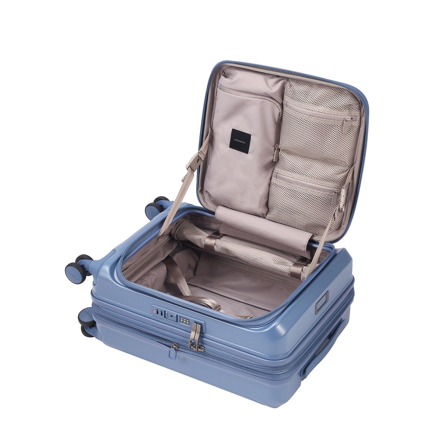 CROSSING INVI 20" Carry On Expandable Luggage With Front & Middle Access V3 - Smoke Blue