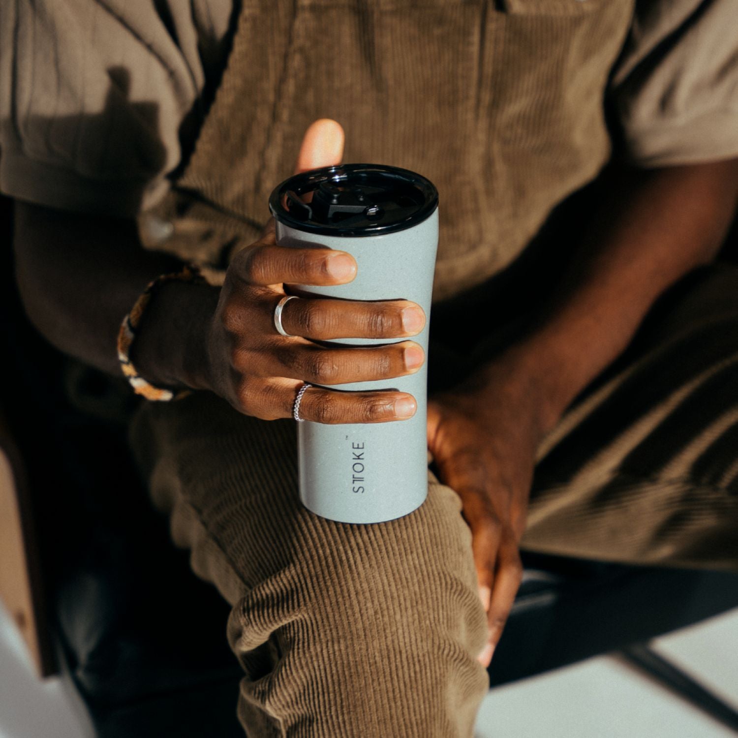 STTOKE Limited Edition Leakproof Ceramic Insulated Cup 16oz - Granite Yellow Stone
