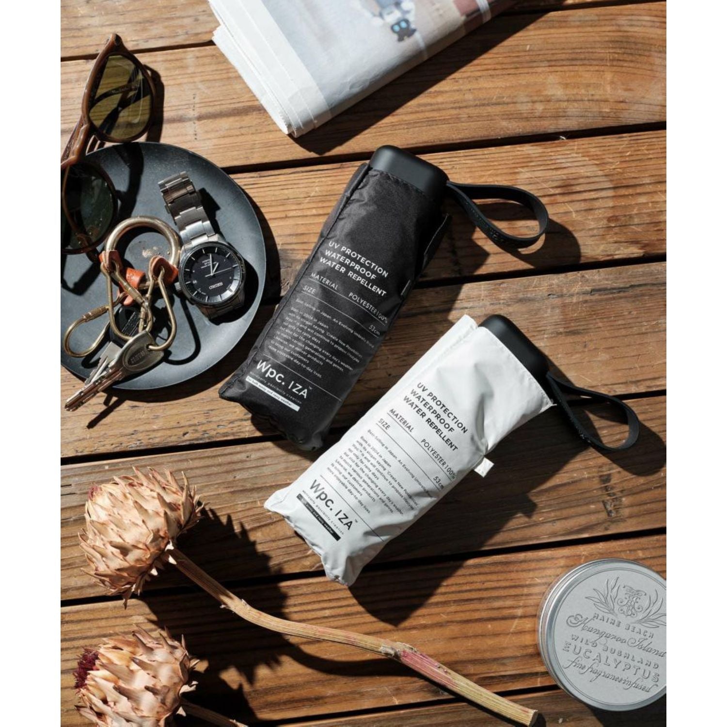 WPC IZA Compact UV Protection UPF 50+ Umbrella 53cm (Black)