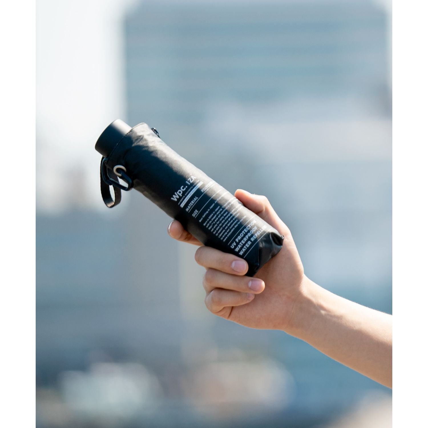 WPC IZA Large & Compact UV Protection UPF 50+ Umbrella 58cm (Black)