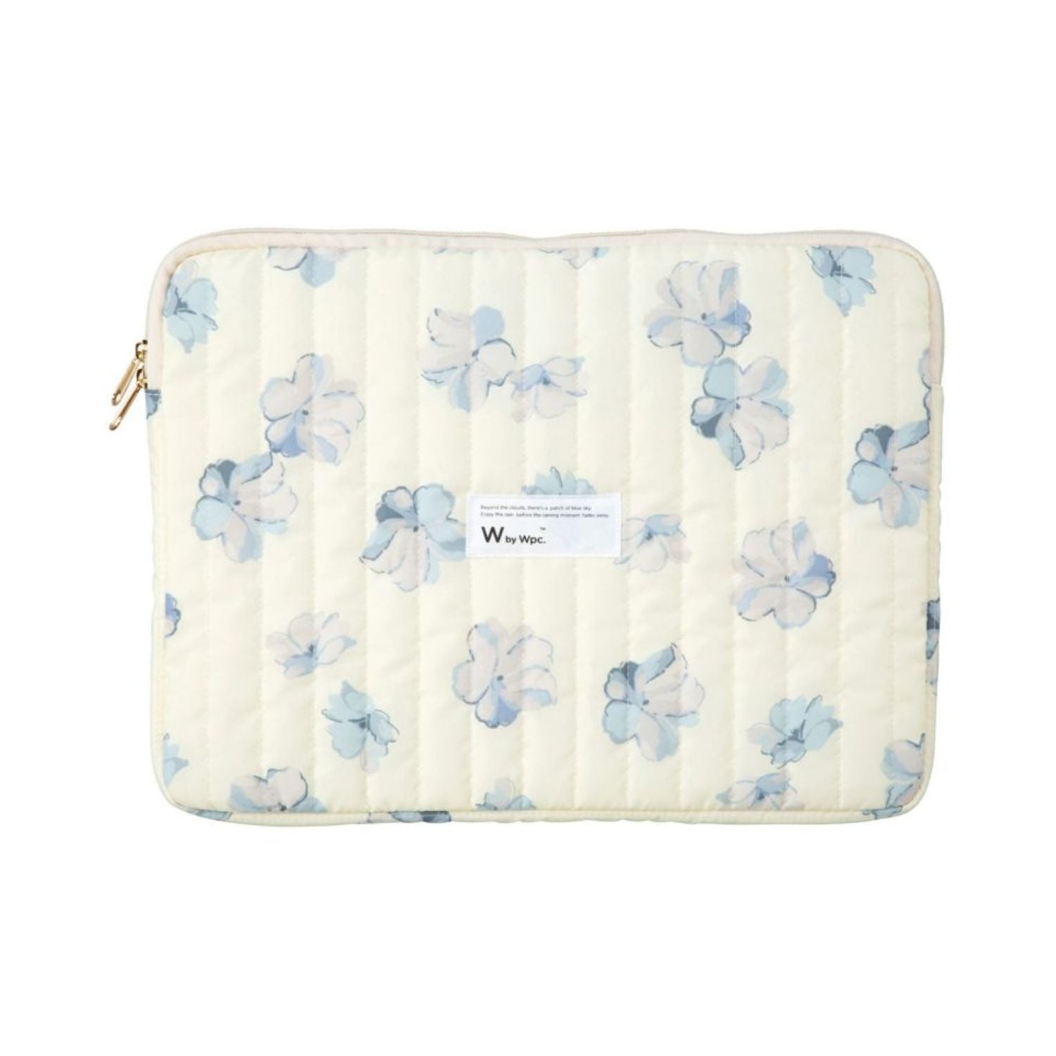WPC Quilting Laptop Case L (15cm) Water Repellent (Creamy Flower Off White)