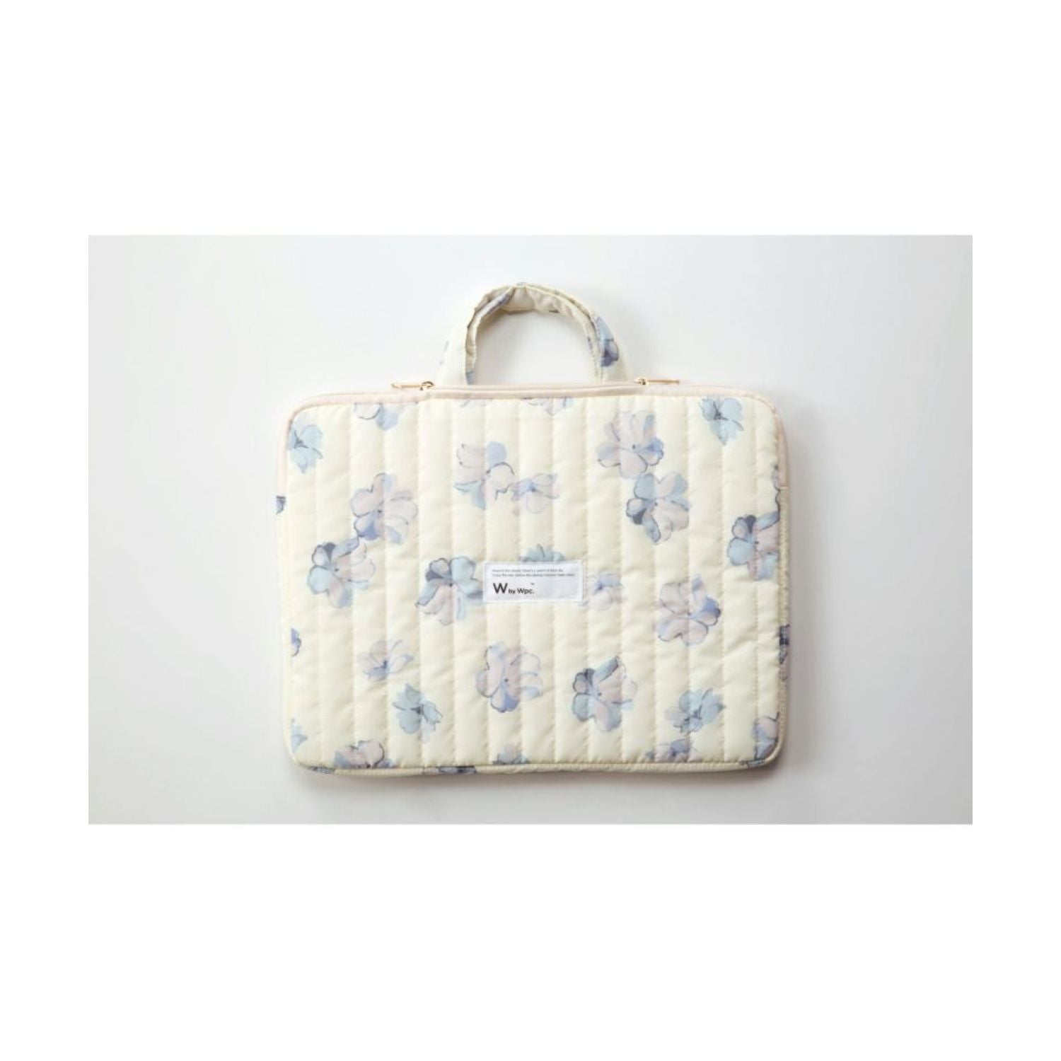 WPC Quilting Laptop Case L (15cm) Water Repellent (Creamy Flower Off White)