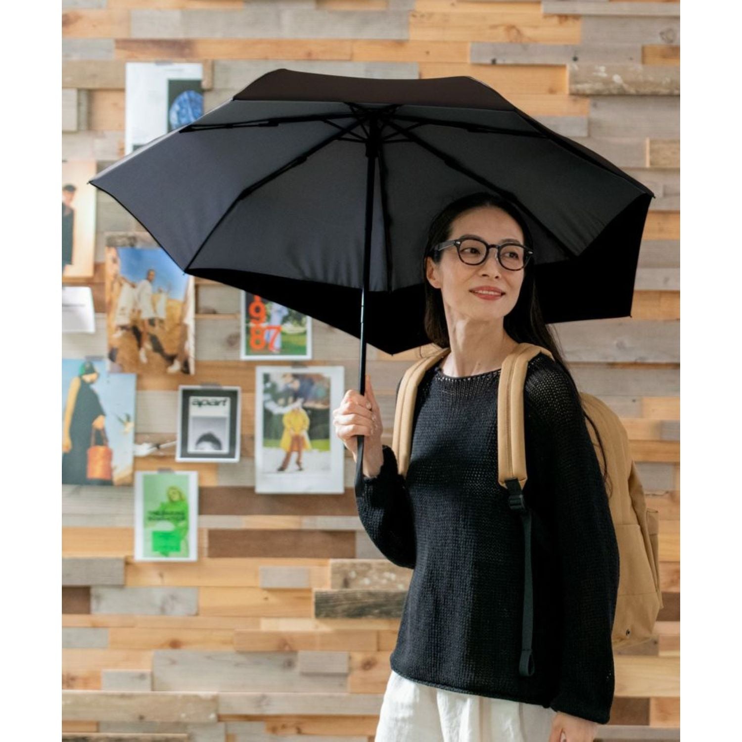 WPC UX Back Protect UV Protection Water Repellent Folding Umbrella 55cm (Brown X Black)
