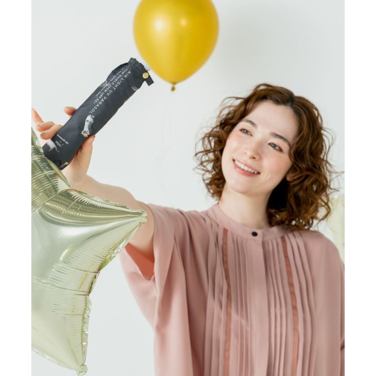 WPC X Masayuki Oki Neko UV Protection UPF 50+ Umbrella 49cm (Black)