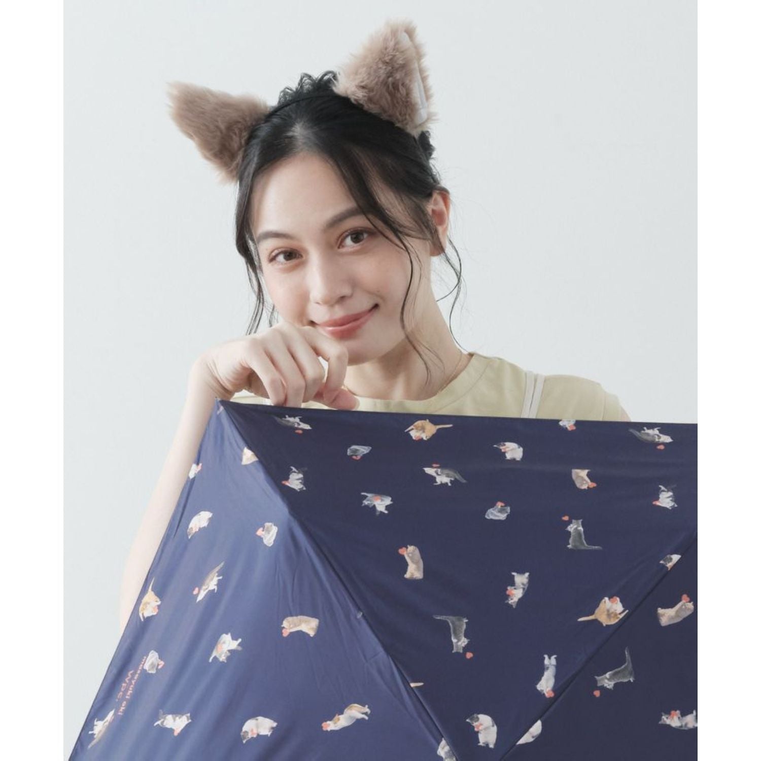 WPC X Masayuki Oki Neko UV Protection UPF 50+ Umbrella 49cm (Navy)