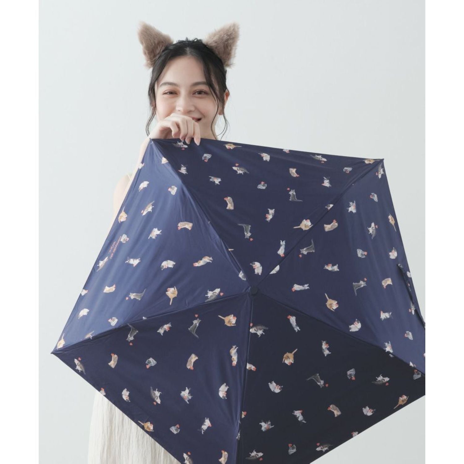 WPC X Masayuki Oki Neko UV Protection UPF 50+ Umbrella 49cm (Navy)