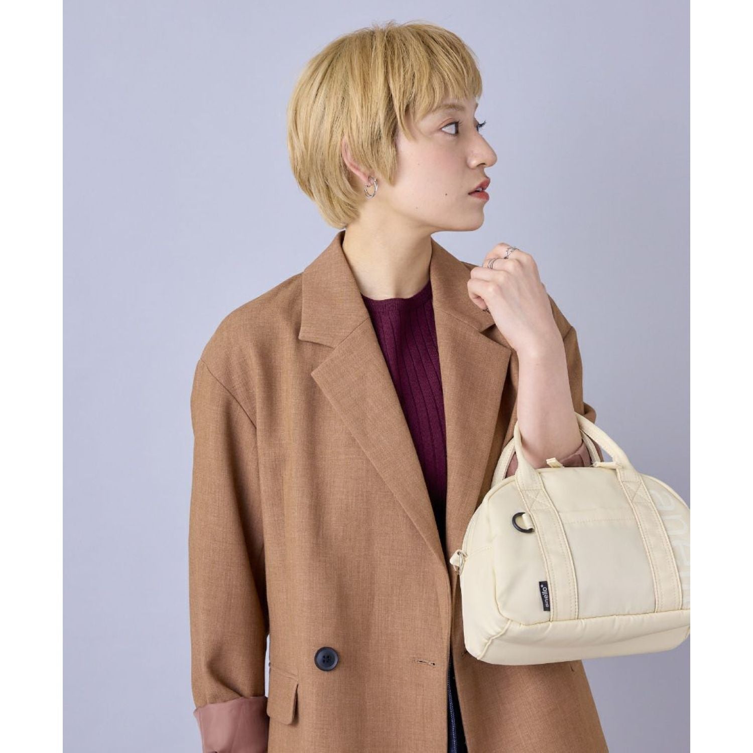 Anello Alf 2Way Mini Boston Bag (Ivory)