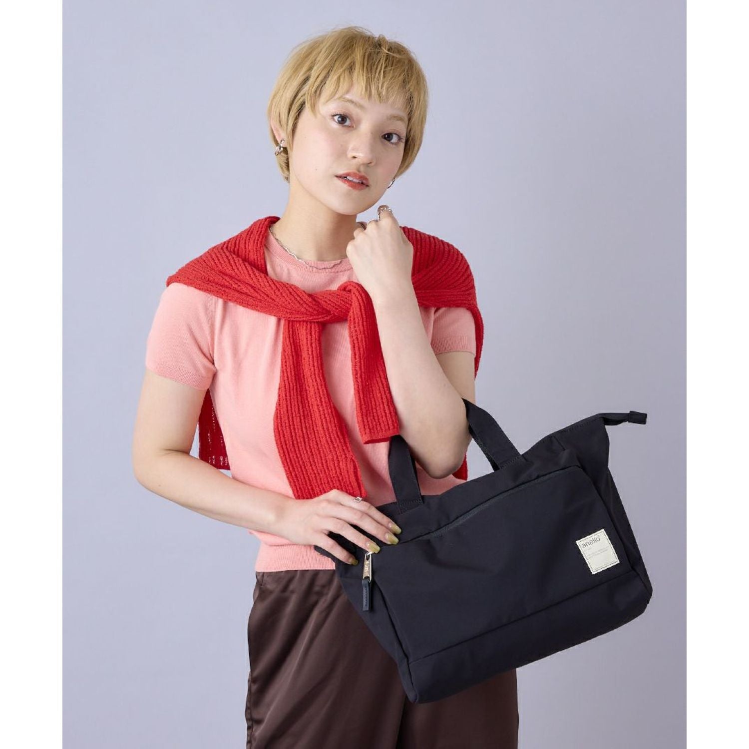 Anello Circle 2Way Tote Bag (Grey)