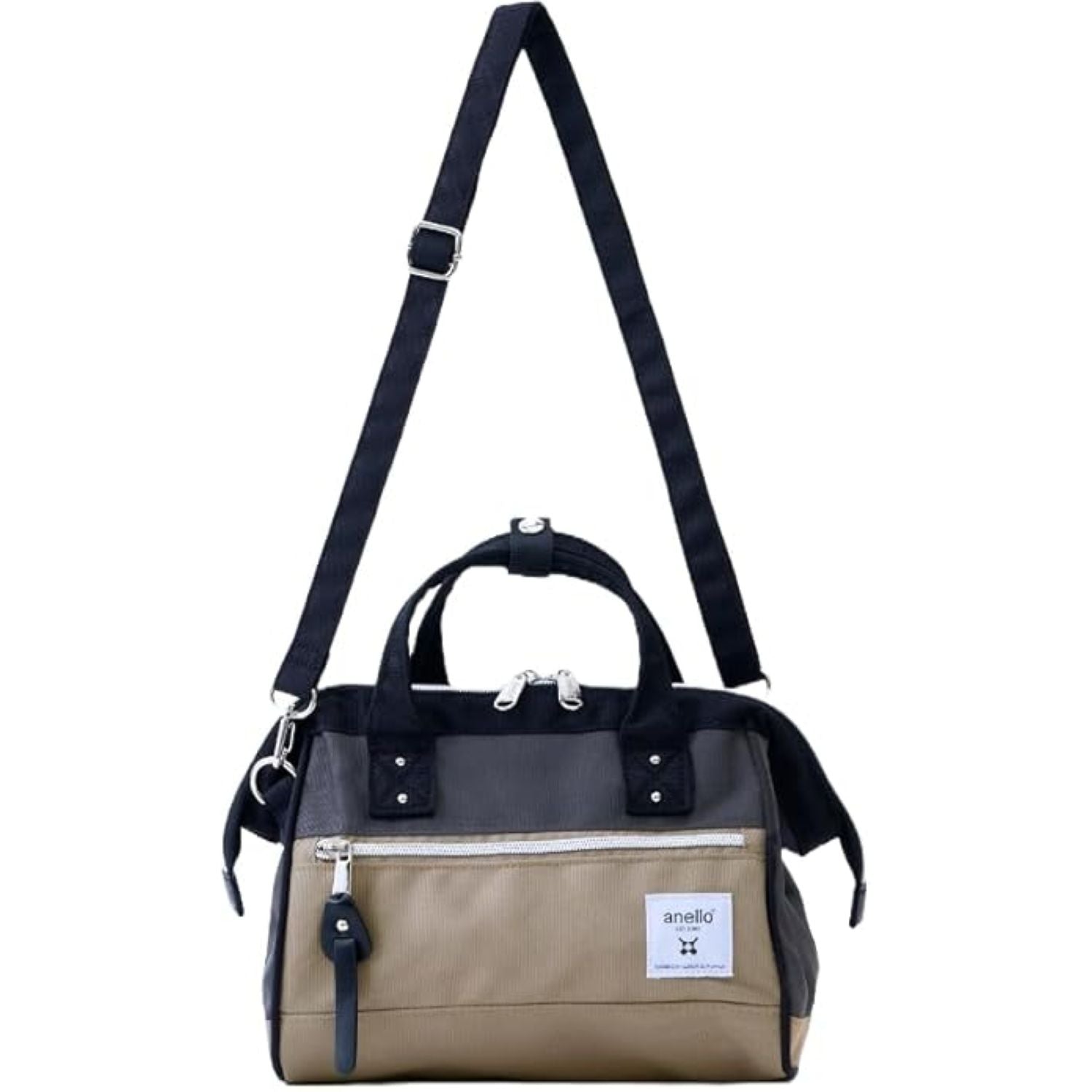 Anello Cross Bottle Kuchigane 2Way Mini Shoulder Bag (Grey/Greybeige/Black)